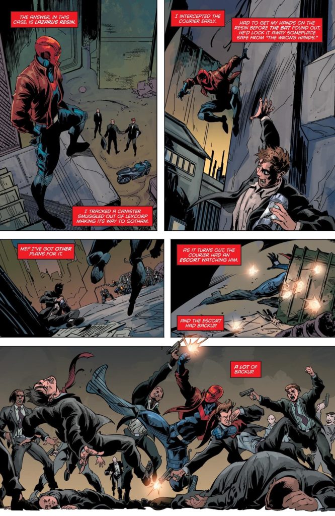 Lazarus Planet: Next Evolution, page 8. Red Hood fighting.