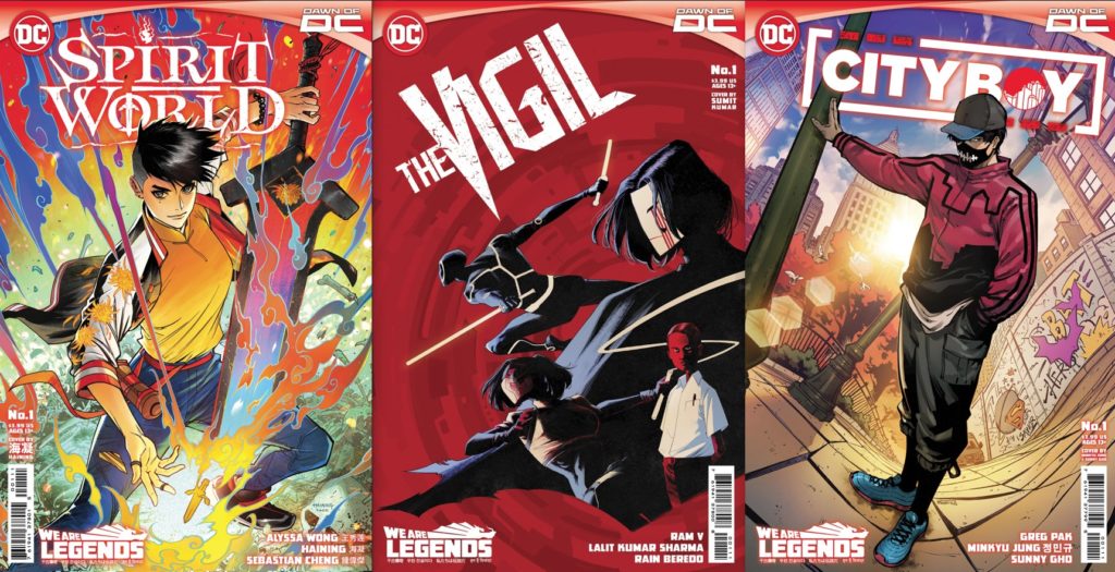 The Covers to DC's We Are Legends Books - Spirit World, The Vigil and City Boy