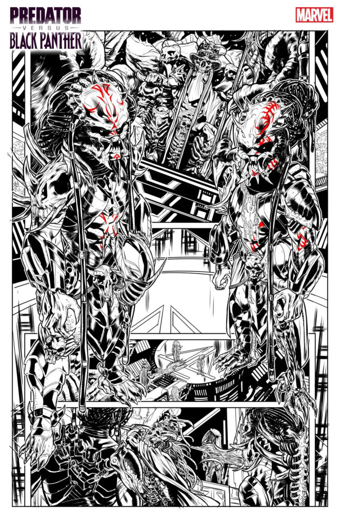 Predator vs Black Panther Preview Art B&W